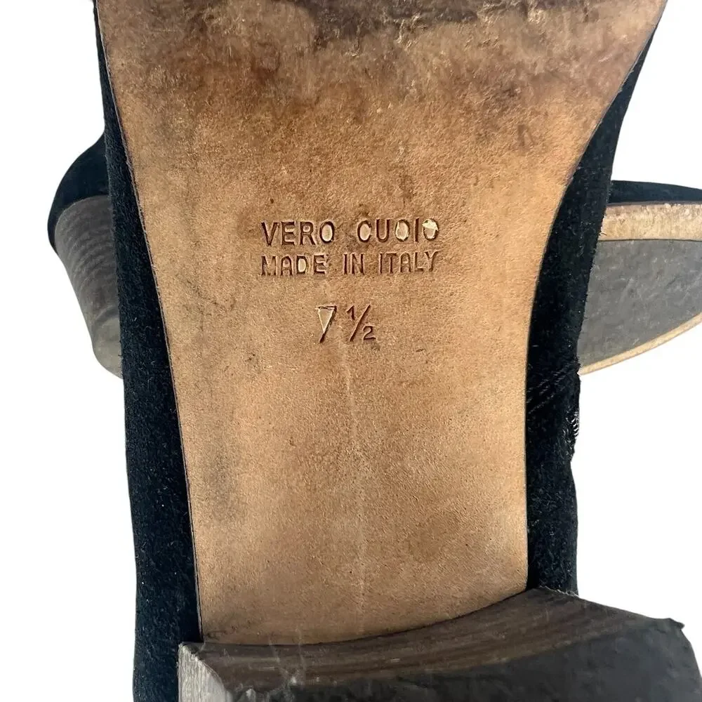 Aquatalia Suede Interior Zip Ankle Boots Black 7.5